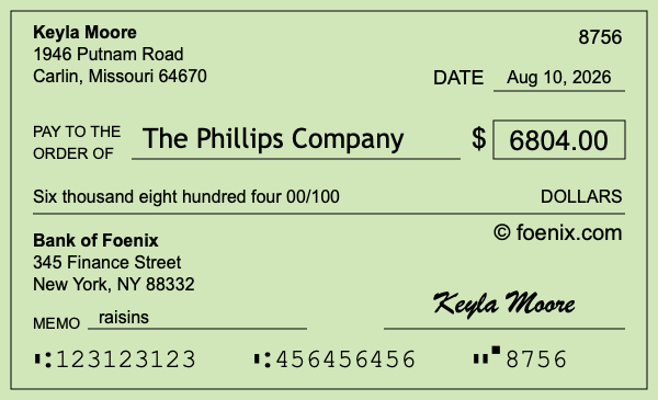 How to write a check for $6,804