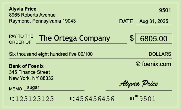 How to write a check for $6,805