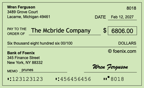 How to write a check for $6,806