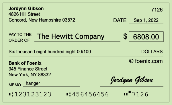 How to write a check for $6,808