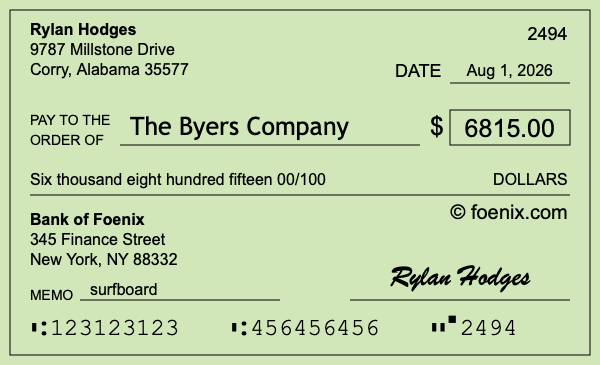 How to write a check for $6,815