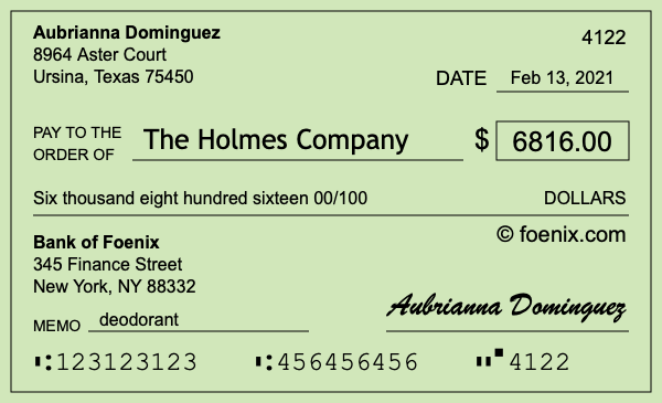 How to write a check for $6,816