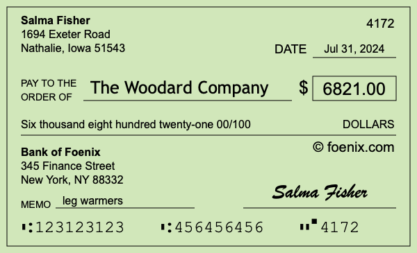 How to write a check for $6,821