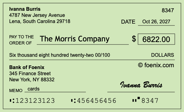 How to write a check for $6,822