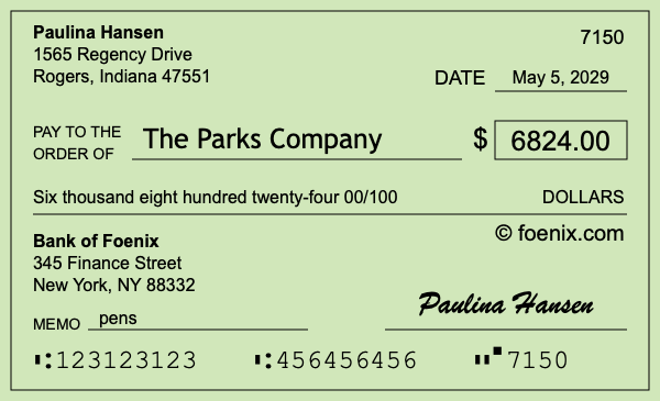 How to write a check for $6,824