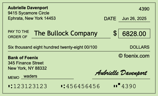 How to write a check for $6,828