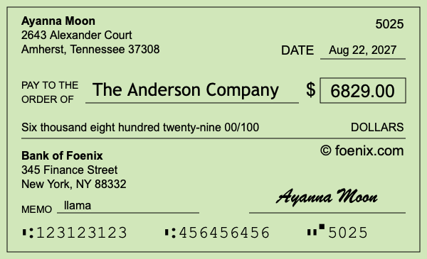 How to write a check for $6,829