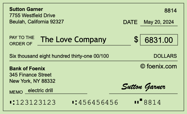 How to write a check for $6,831