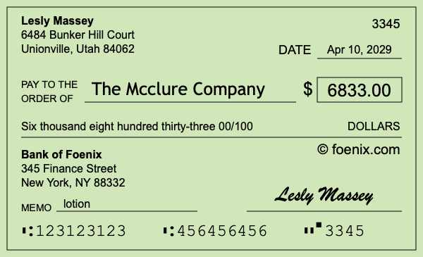 How to write a check for $6,833