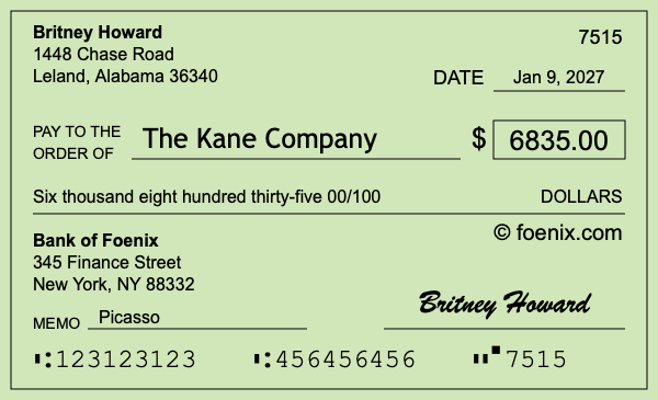 How to write a check for $6,835