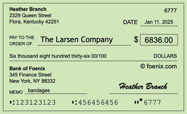 How to write a check for $6,836