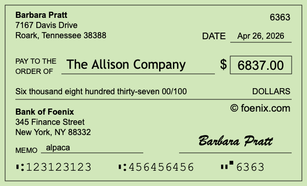 How to write a check for $6,837