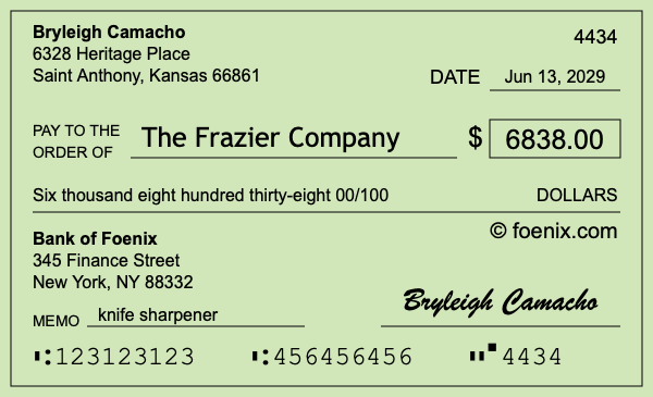 How to write a check for $6,838