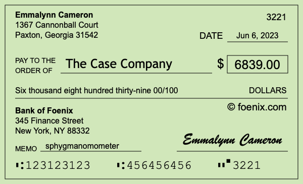 How to write a check for $6,839