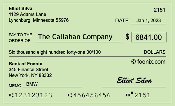 How to write a check for $6,841