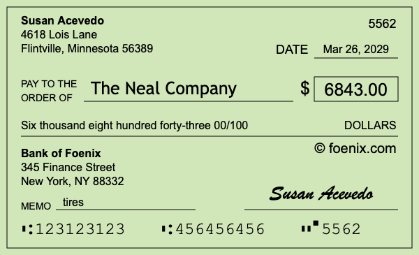 How to write a check for $6,843
