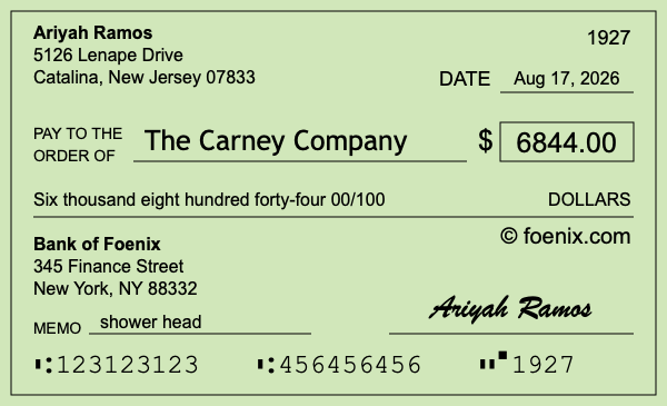 How to write a check for $6,844