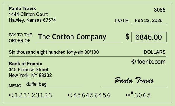 How to write a check for $6,846