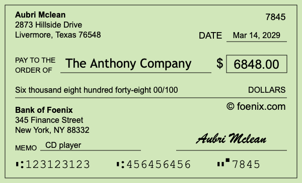 How to write a check for $6,848