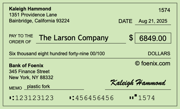 How to write a check for $6,849