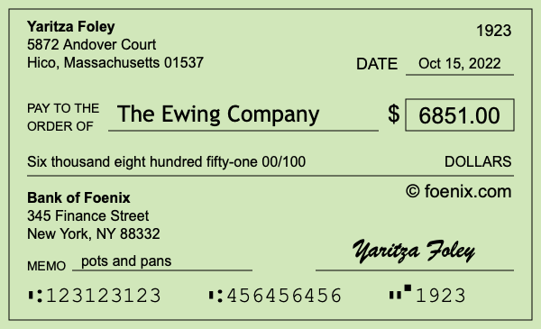 How to write a check for $6,851