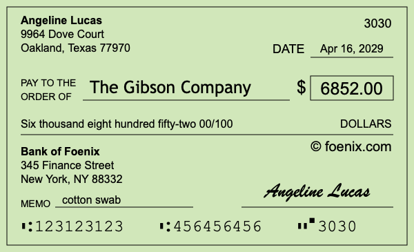 How to write a check for $6,852