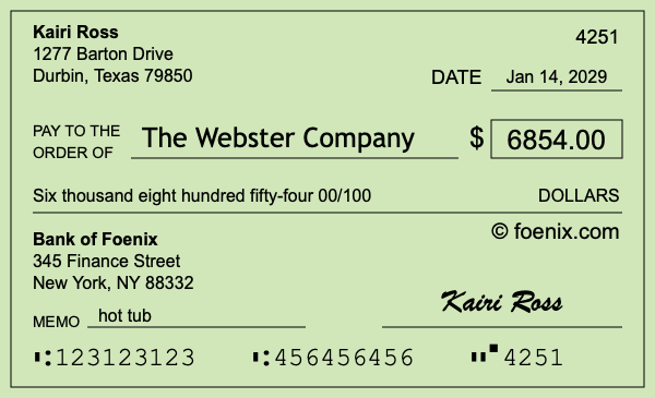How to write a check for $6,854