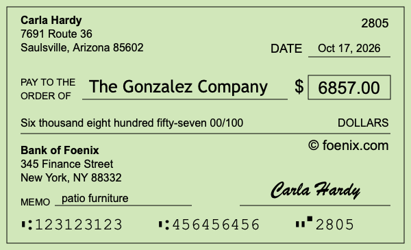How to write a check for $6,857