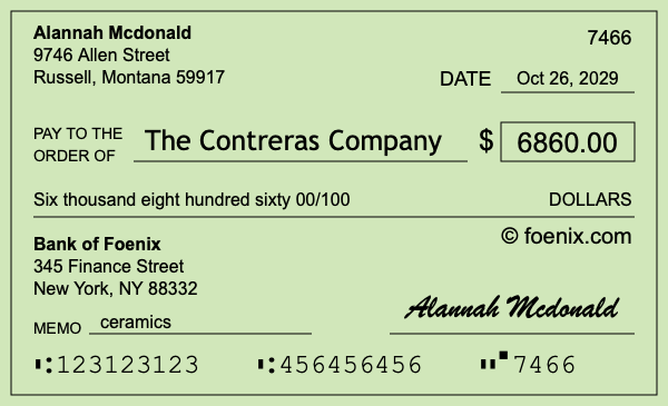 How to write a check for $6,860