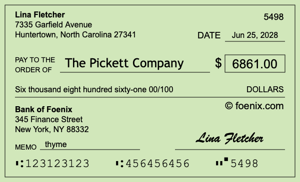 How to write a check for $6,861