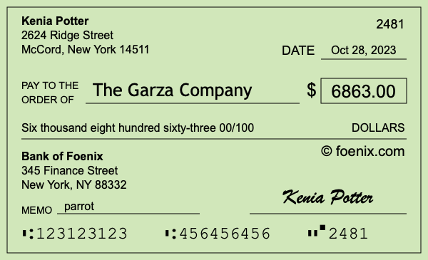 How to write a check for $6,863