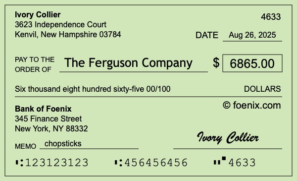 How to write a check for $6,865