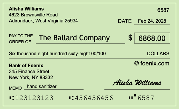 How to write a check for $6,868