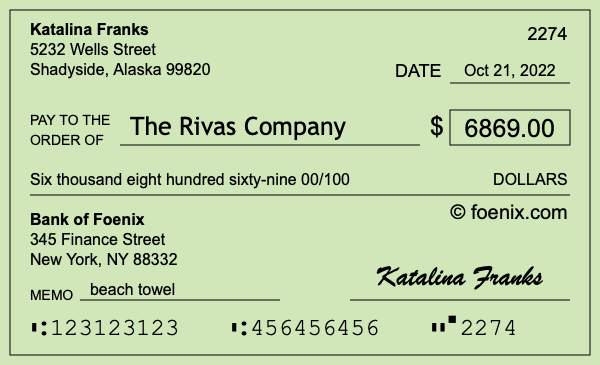 How to write a check for $6,869