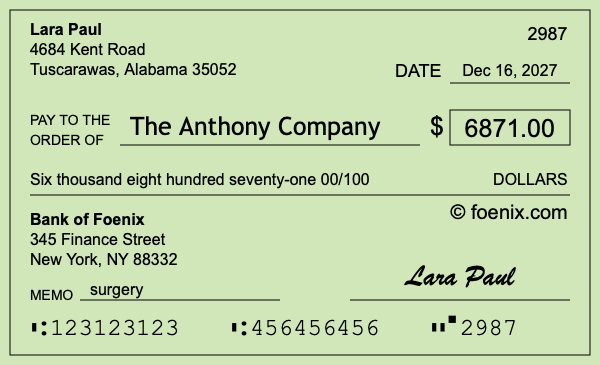 How to write a check for $6,871