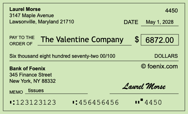 How to write a check for $6,872