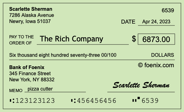 How to write a check for $6,873