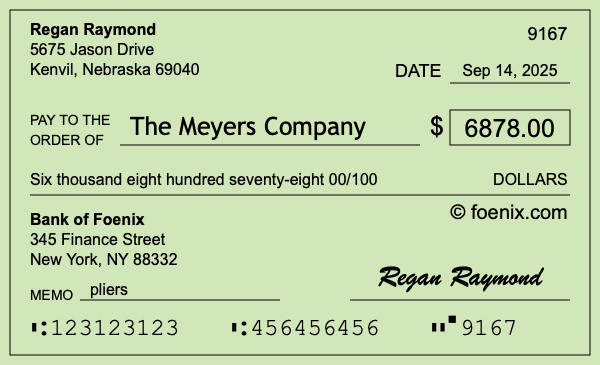 How to write a check for $6,878