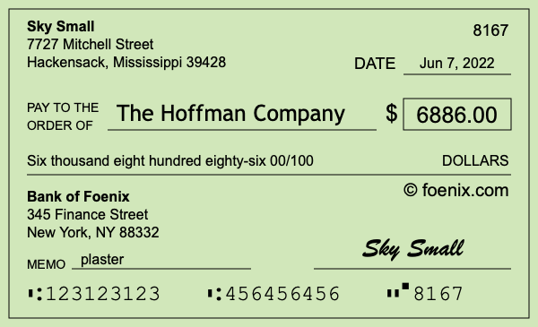 How to write a check for $6,886
