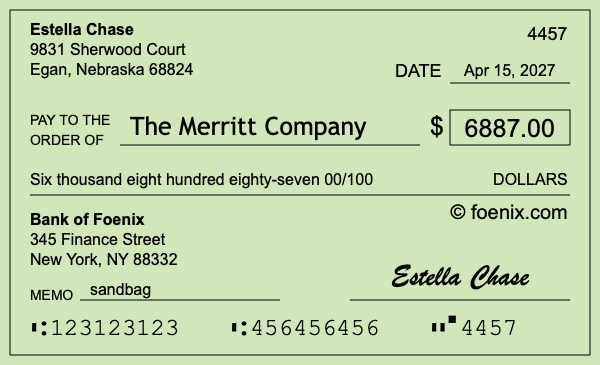 How to write a check for $6,887