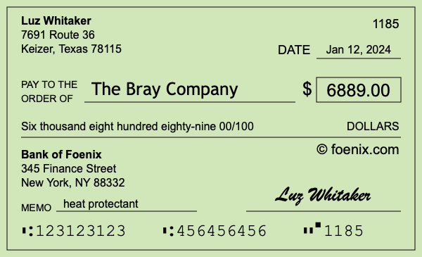 How to write a check for $6,889