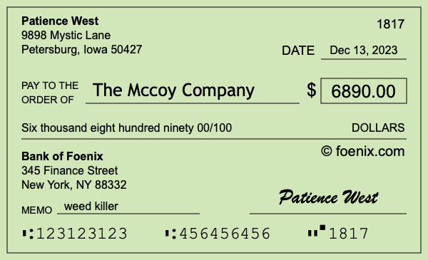 How to write a check for $6,890