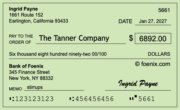 How to write a check for $6,892