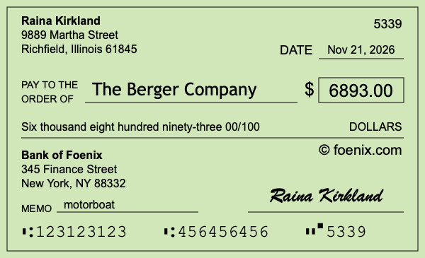 How to write a check for $6,893