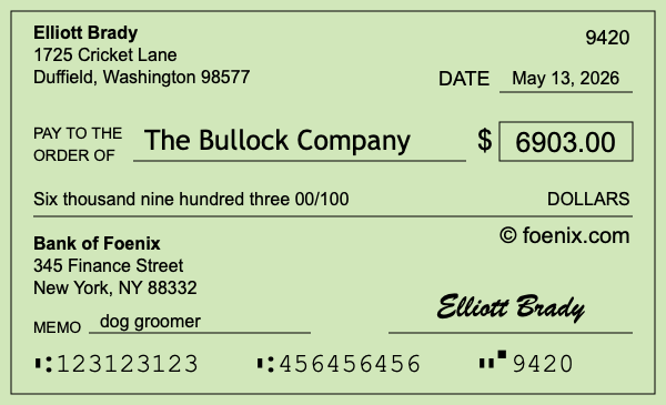How to write a check for $6,903