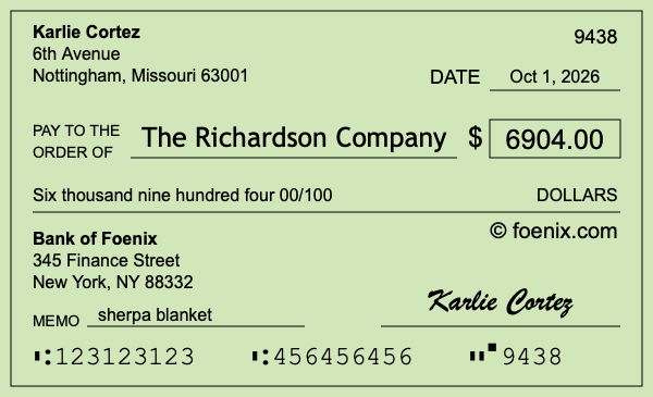 How to write a check for $6,904