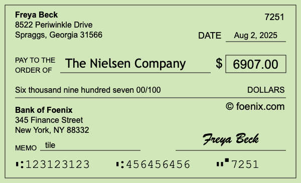 How to write a check for $6,907