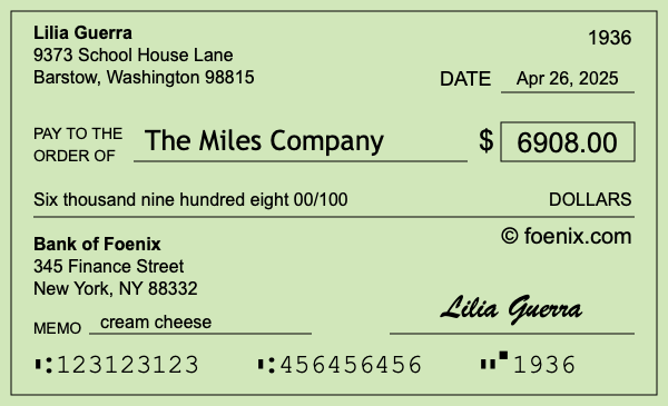 How to write a check for $6,908