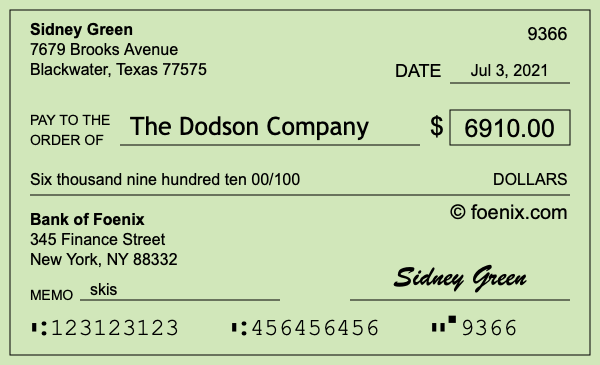 How to write a check for $6,910