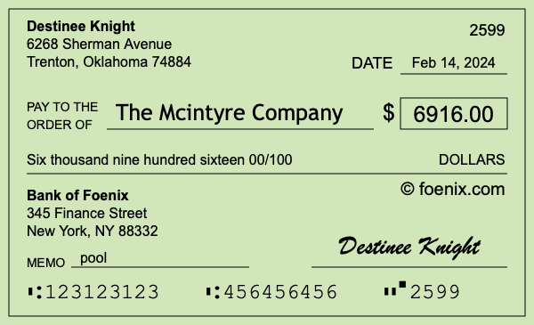 How to write a check for $6,916